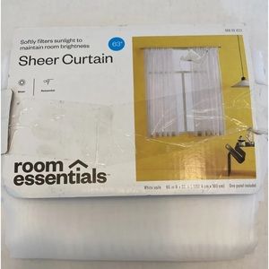 Room Essentials Rod Pocket Single Panel Sheer Curtain White Voile 60"x63"